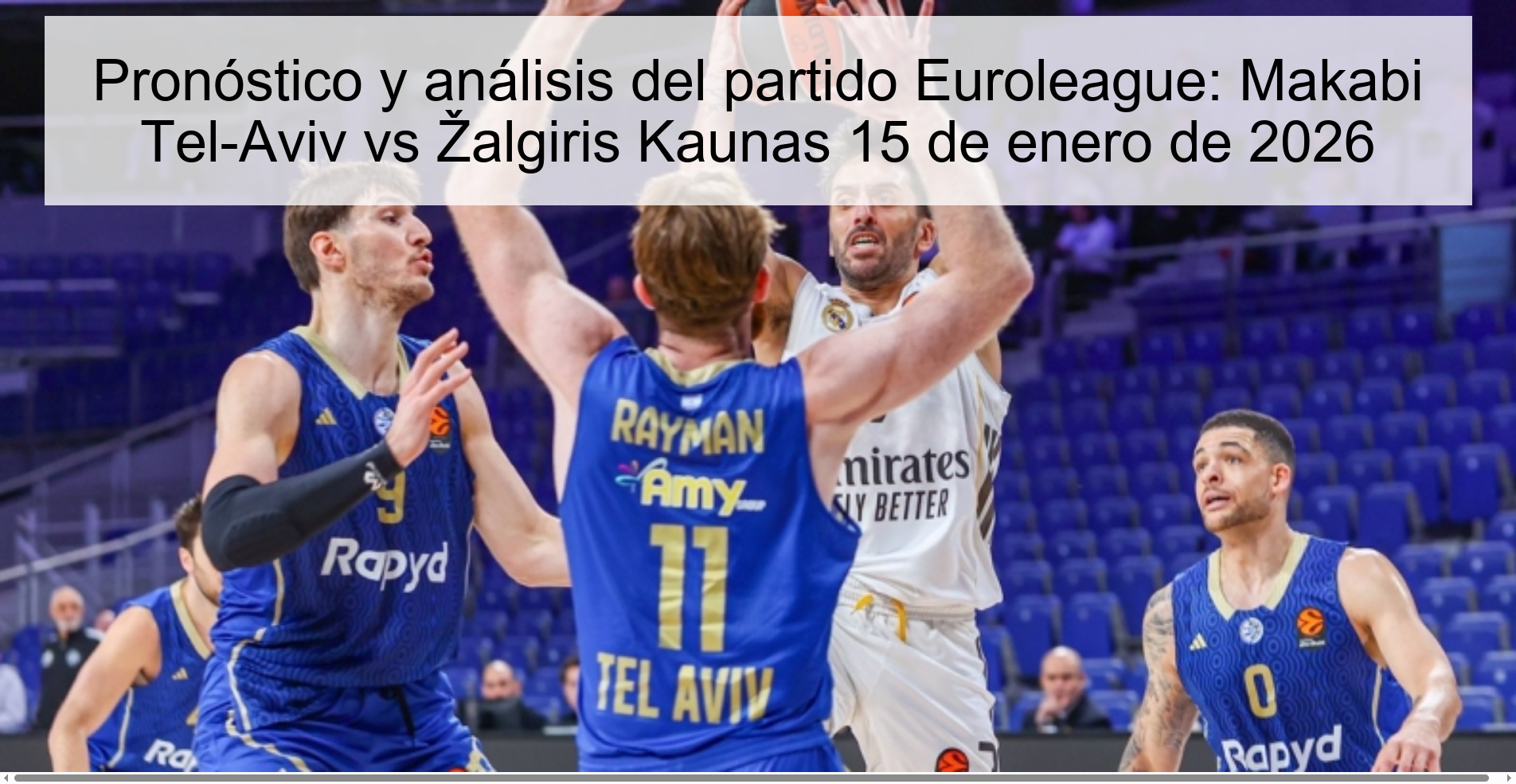 Euroleague match prediction and analysis: Makabi Tel-Aviv vs Zalgiris Kaunas January 15, 2026