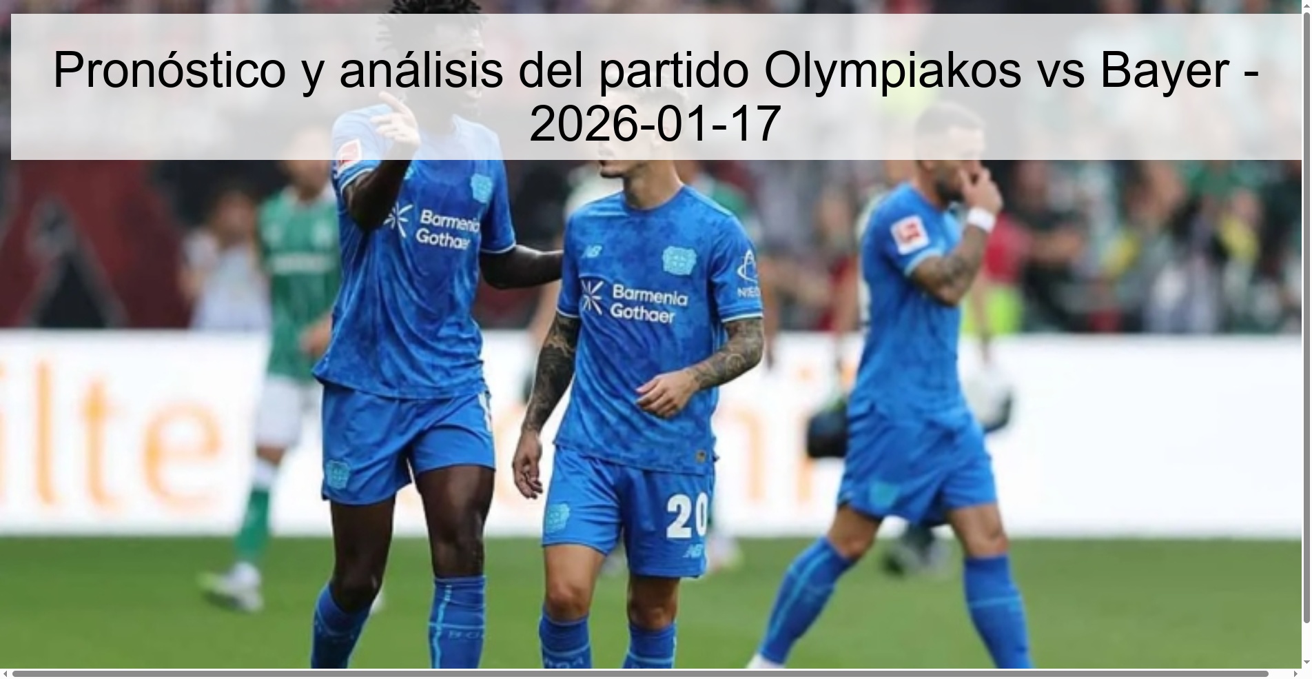 Olympiakos vs Bayer match prediction and analysis - 2026-01-17