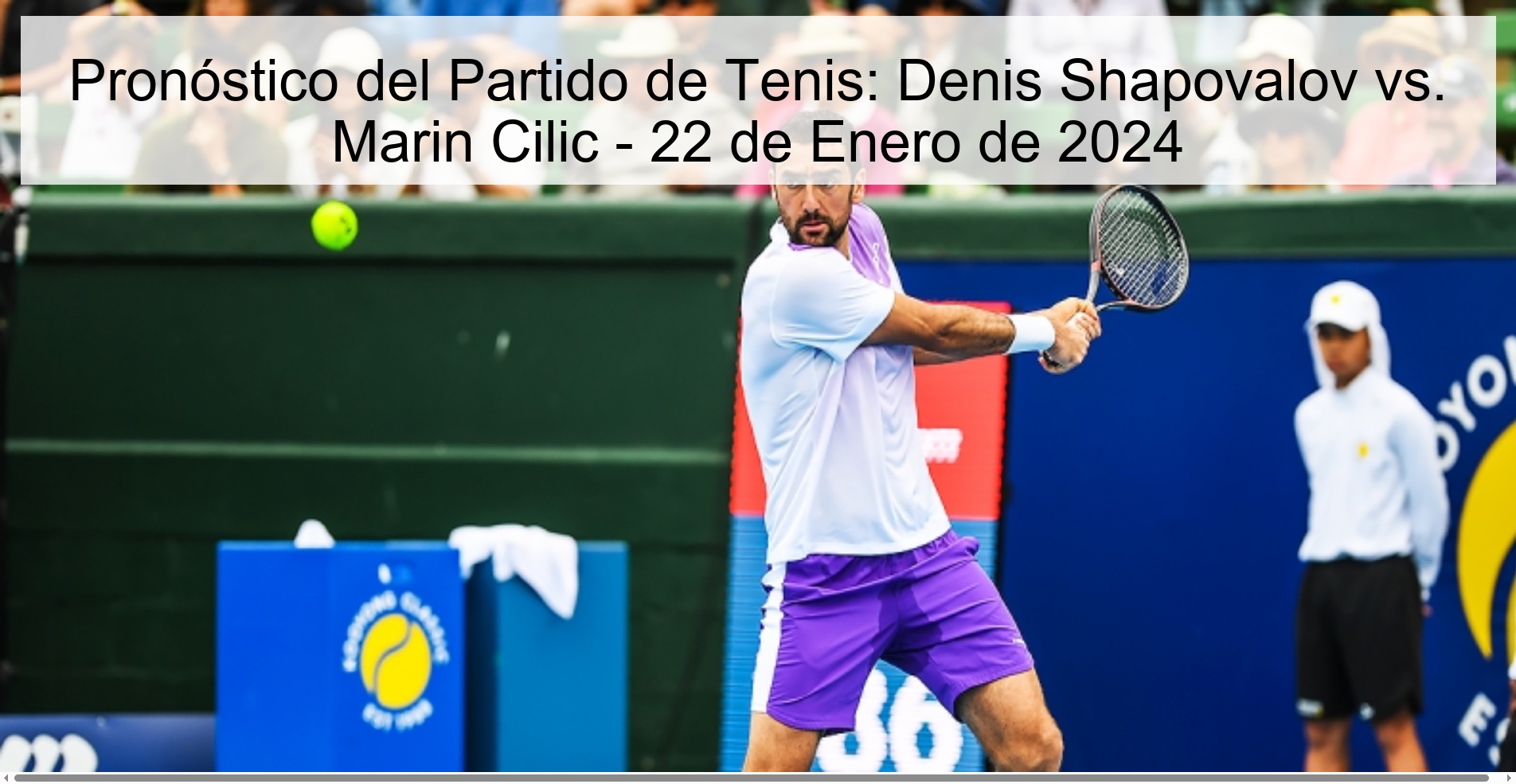 Tennis Match Prediction: Denis Shapovalov vs. Marin Cilic - January 22, 2024