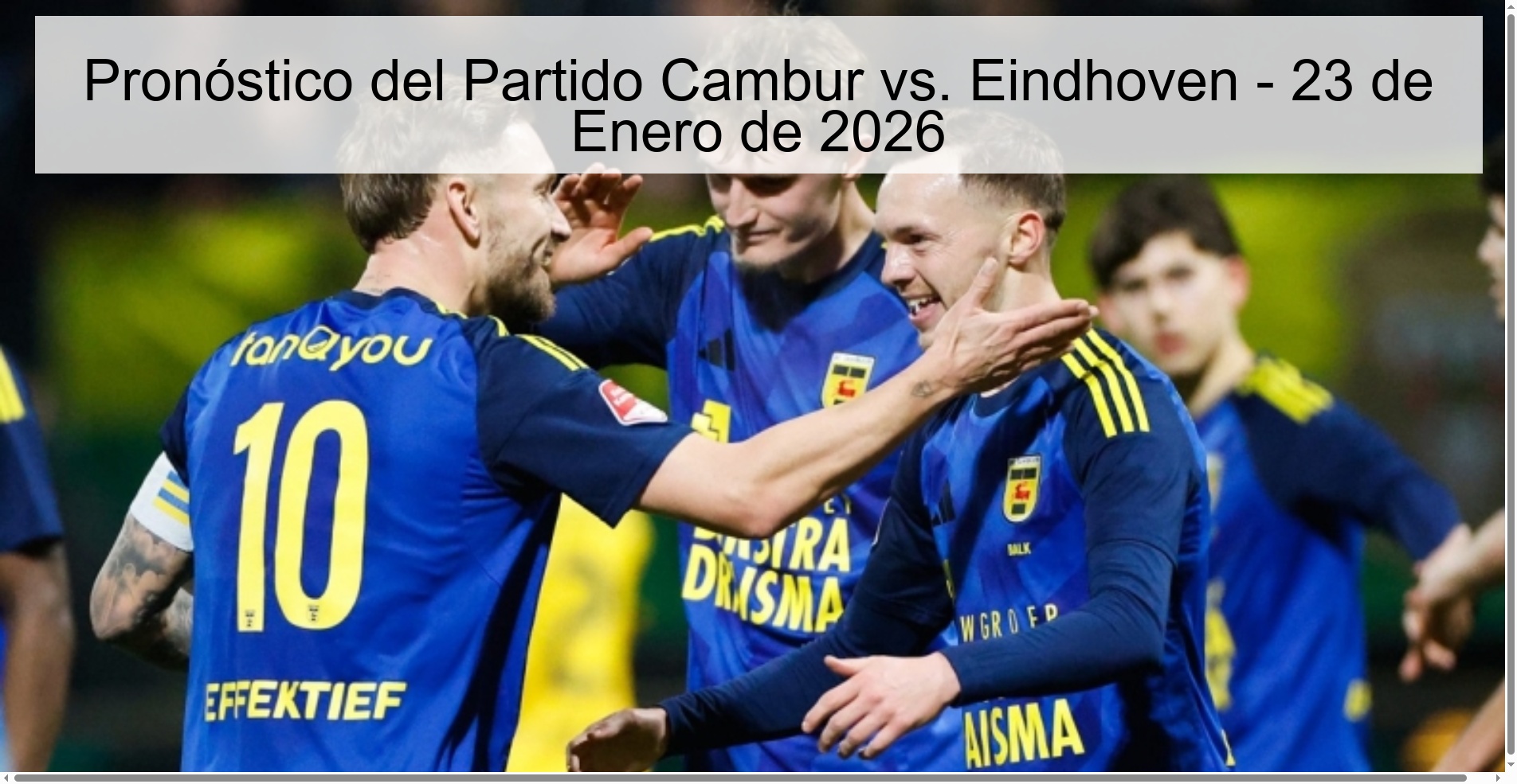 Cambur vs. Match Prediction Eindhoven - January 23, 2026