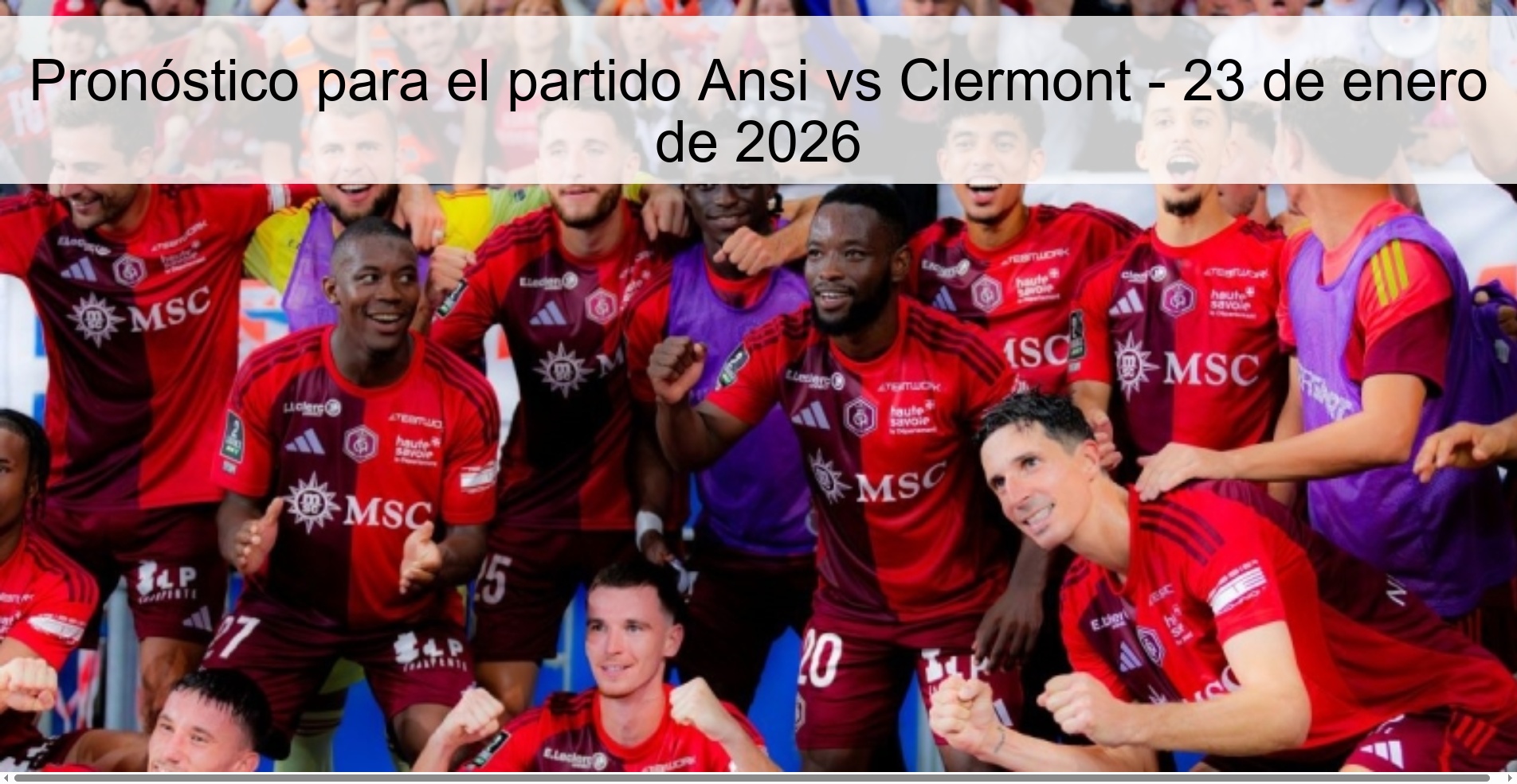 Pronóstico para el partido Ansi vs Clermont - 23 de enero de 2026