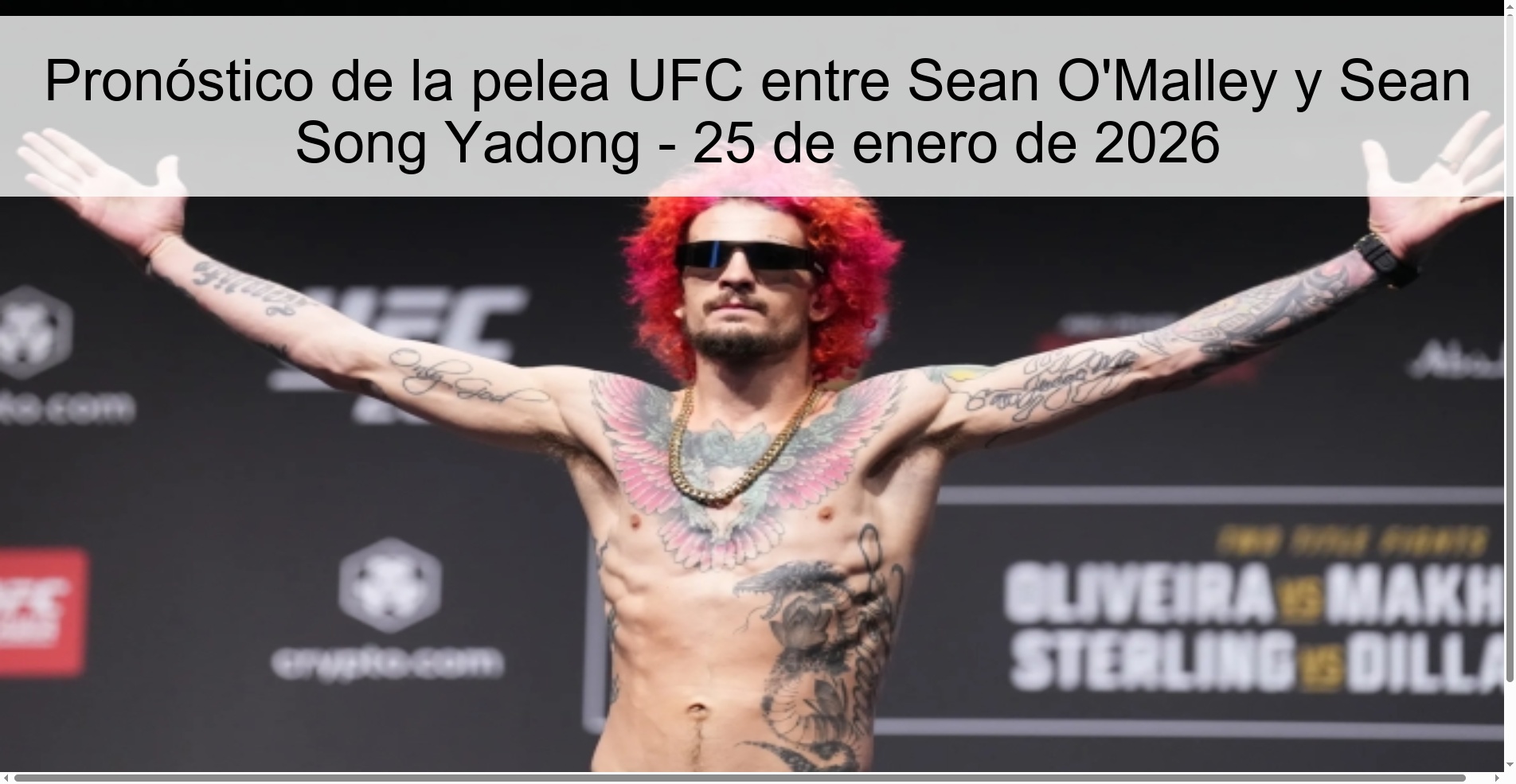 UFC Fight Prediction between Sean O'Malley and Sean Song Yadong - January 25, 2026