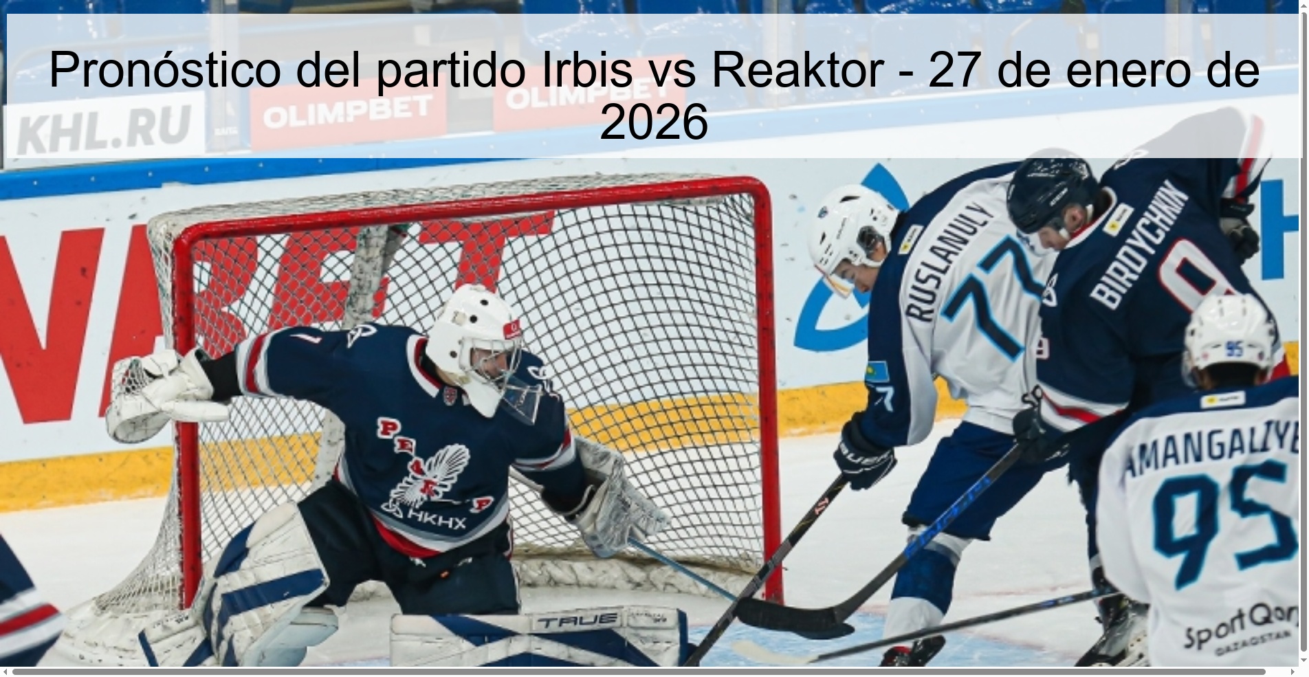 Irbis vs Reaktor Prediction – January 27, 2026