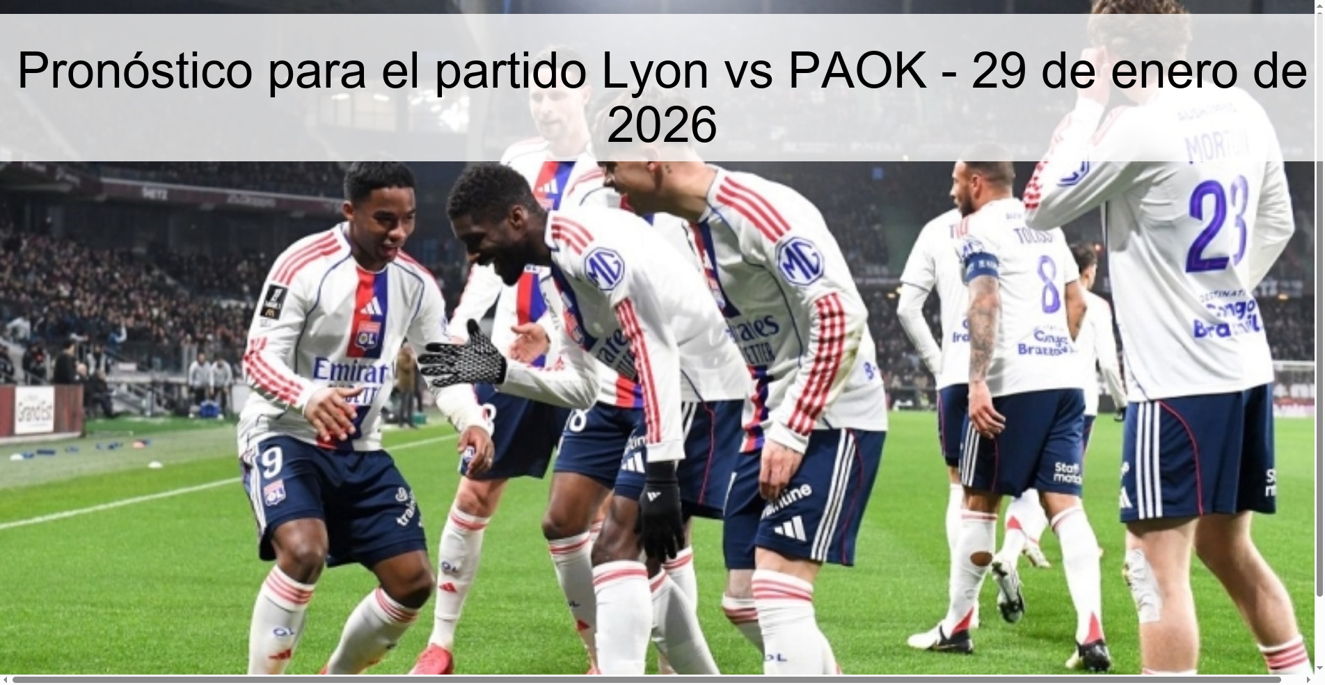 Pronóstico para el partido Lyon vs PAOK - 29 de enero de 2026