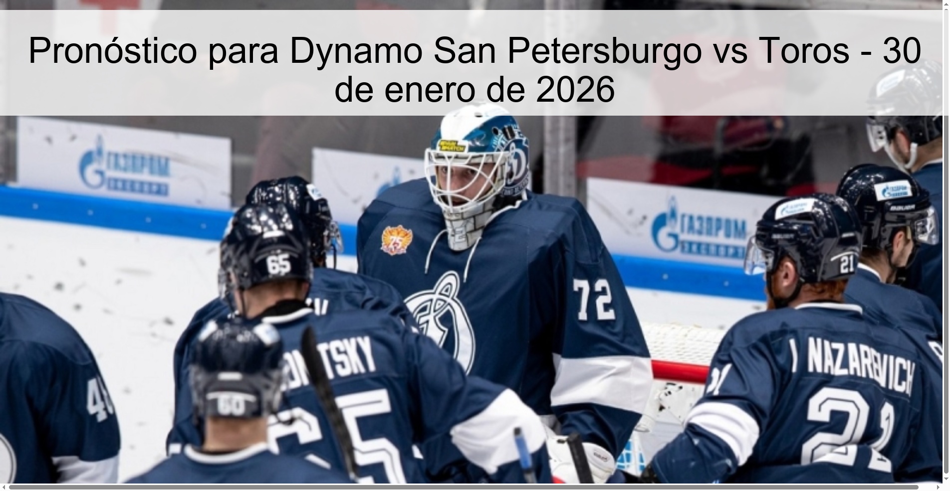 Prediction for Dynamo Saint Petersburg vs Toros - January 30, 2026