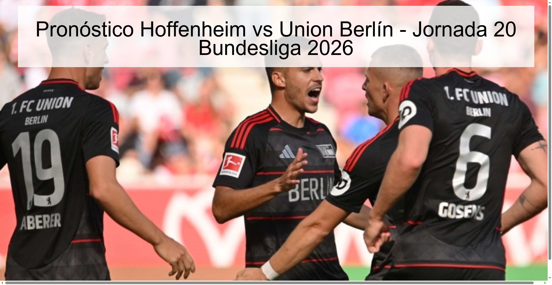 Hoffenheim vs Union Berlin Prediction - Matchday 20 Bundesliga 2026