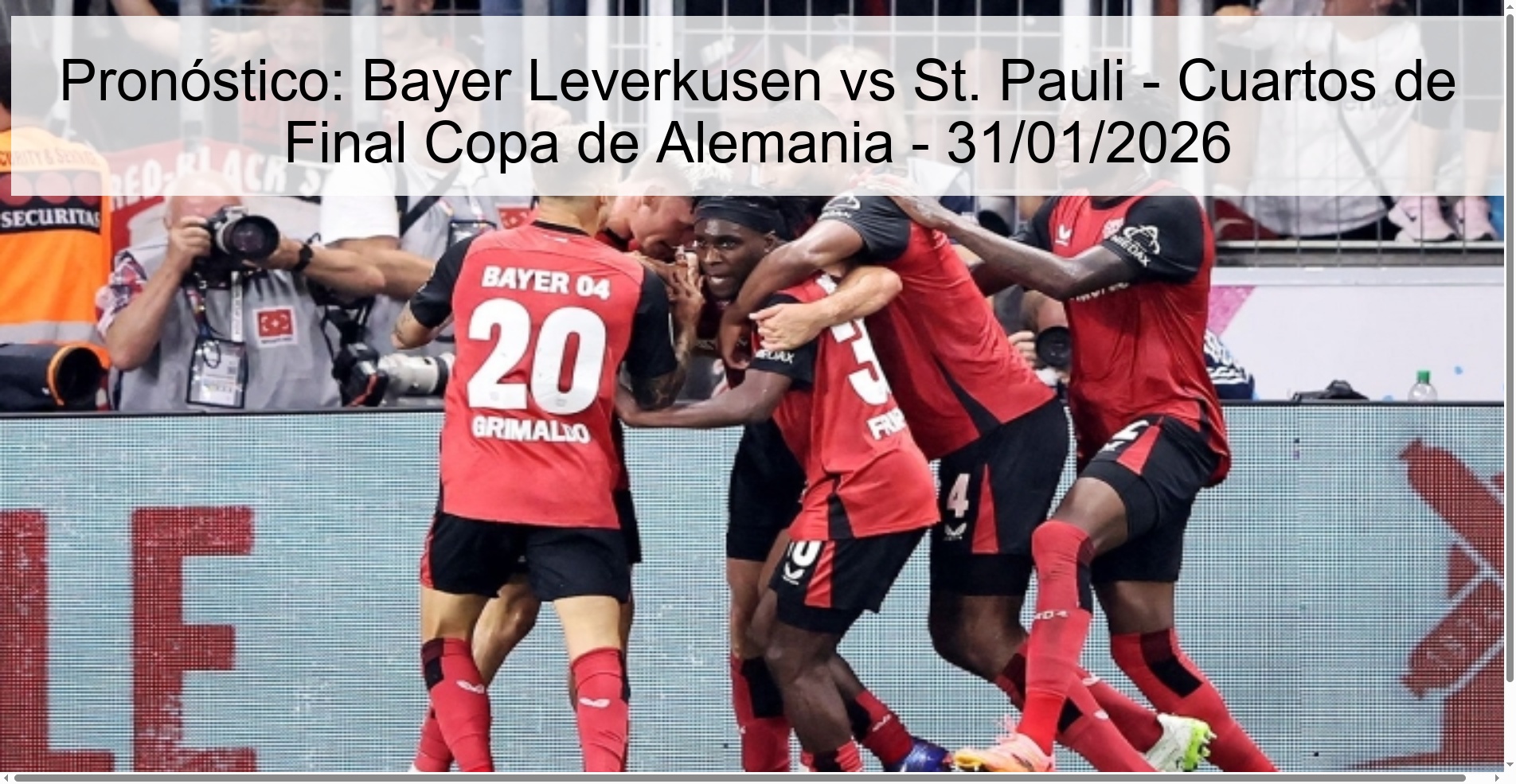 Prediction: Bayer Leverkusen vs St. Pauli - German Cup Quarterfinals - 01/31/2026