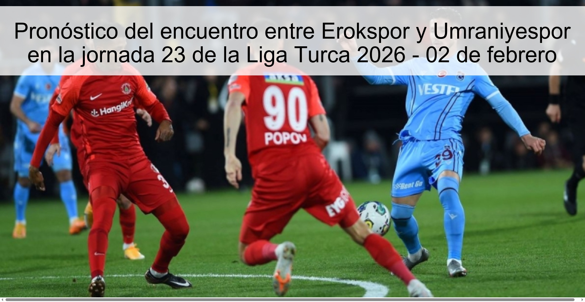 Pronóstico del encuentro entre Erokspor y Umraniyespor en la jornada 23 de la Liga Turca 2026 - 02 de febrero