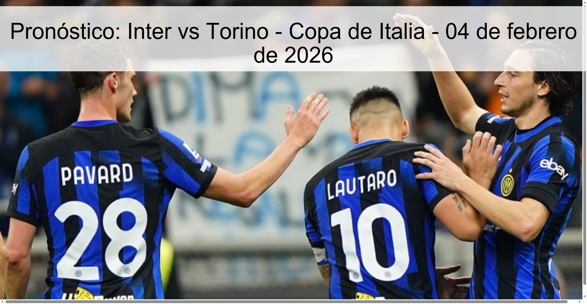 Pronóstico: Inter vs Torino - Copa de Italia - 04 de febrero de 2026