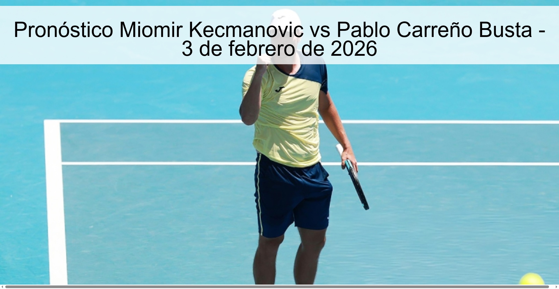 Pronóstico Miomir Kecmanovic vs Pablo Carreño Busta - 3 de febrero de 2026
