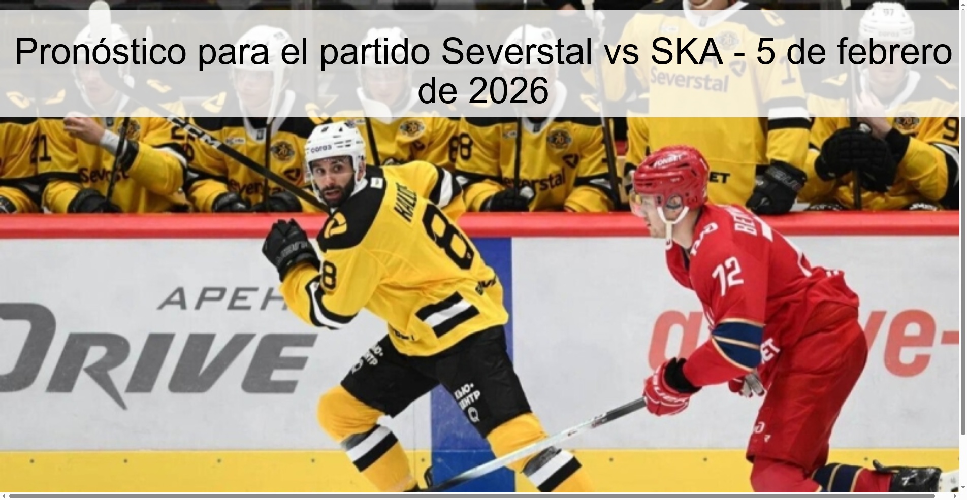 Prediction for the match Severstal vs SKA - February 5, 2026