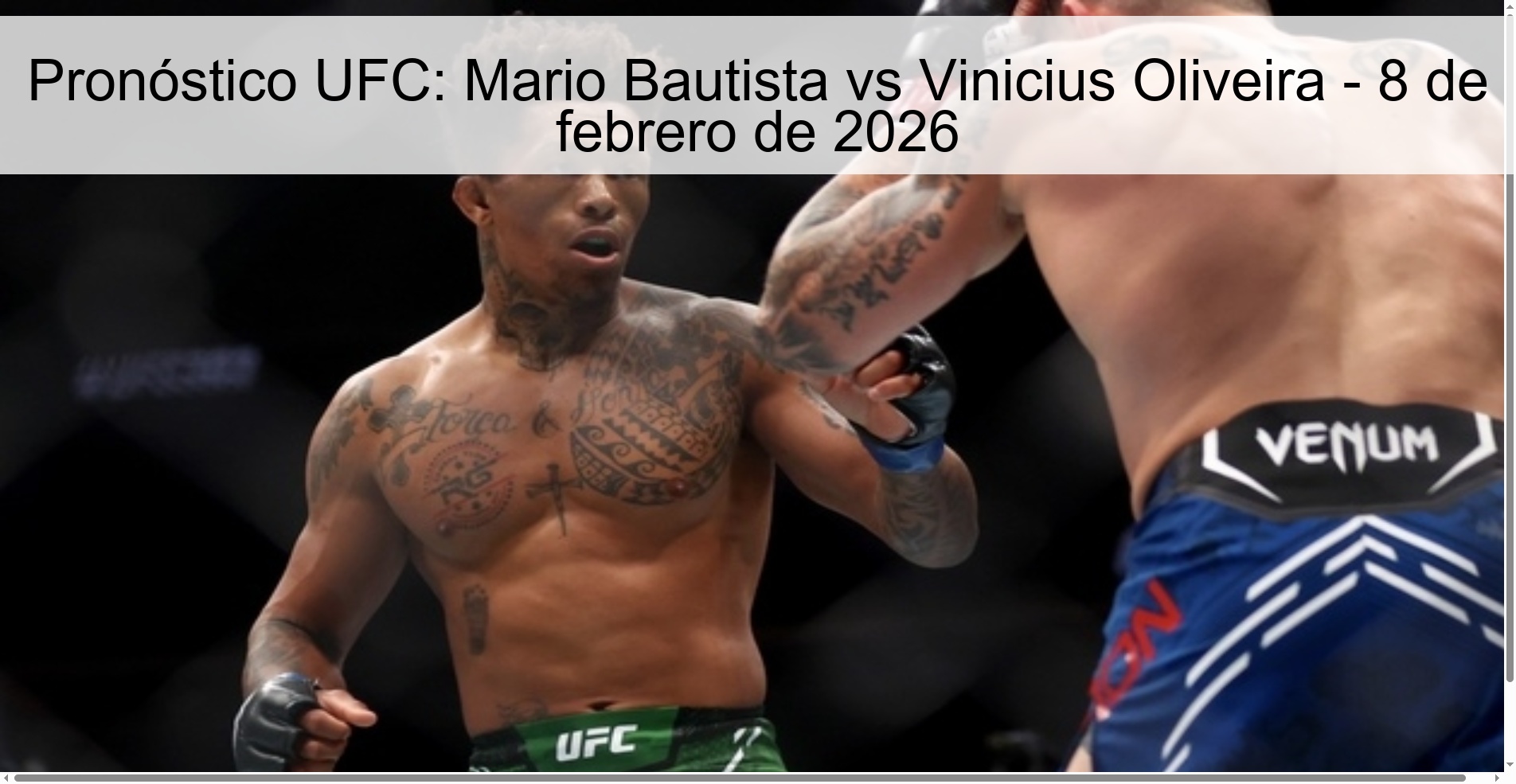 UFC Prediction: Mario Bautista vs Vinicius Oliveira - February 8, 2026