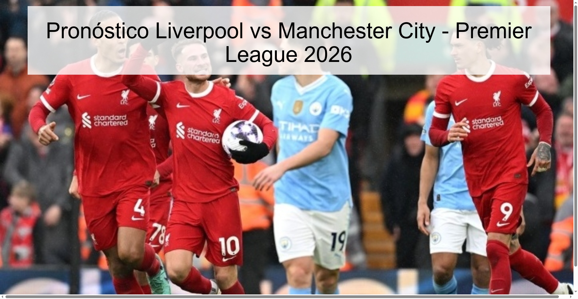 Liverpool vs Manchester City Prediction - Premier League 2026 Liverpool vs Manchester City Prediction - Premier League 2026