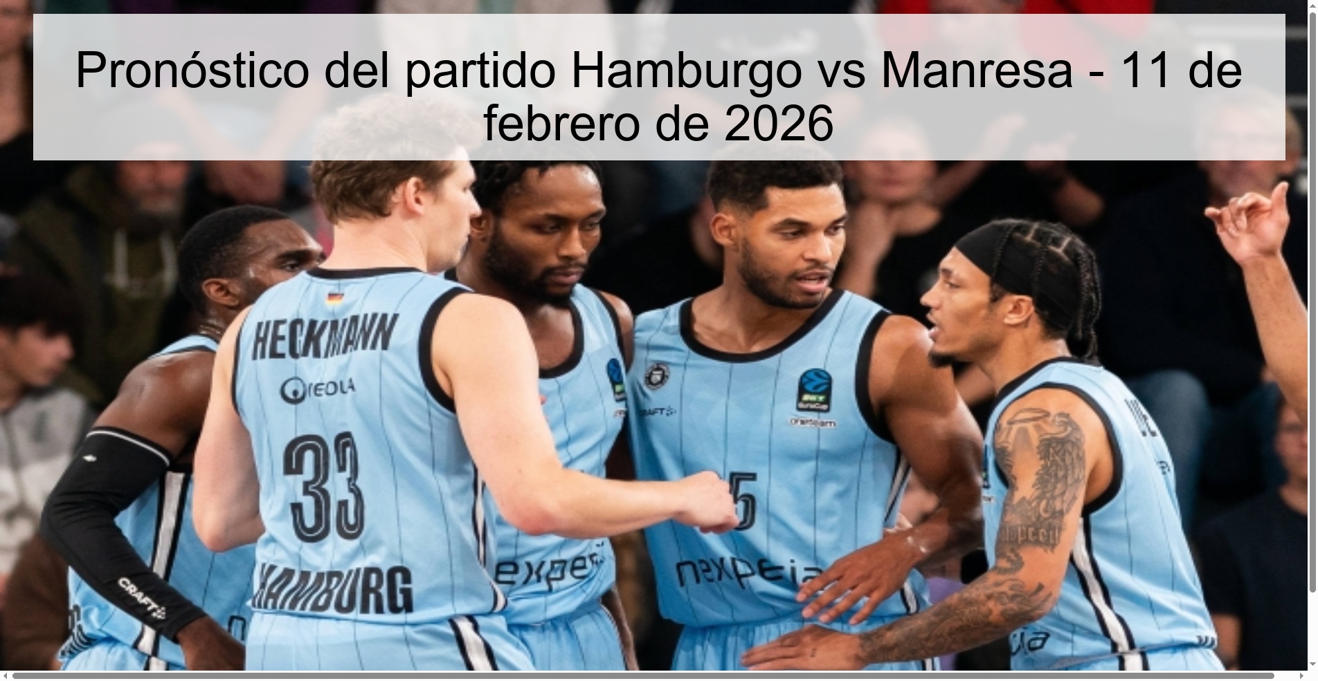 Pronóstico del partido Hamburgo vs Manresa - 11 de febrero de 2026