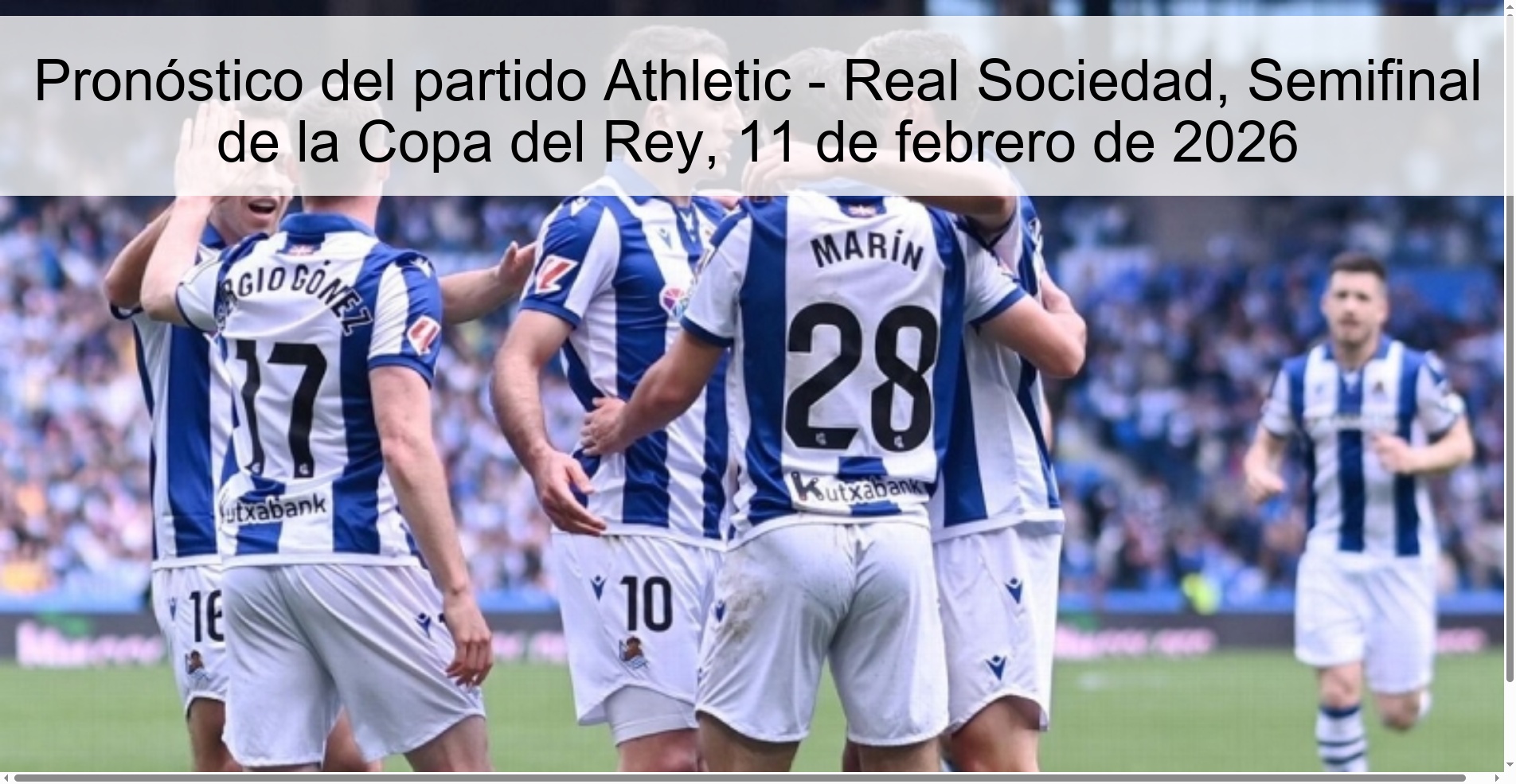 Prediction for the match Athletic - Real Sociedad, Copa del Rey Semifinal, February 11, 2026