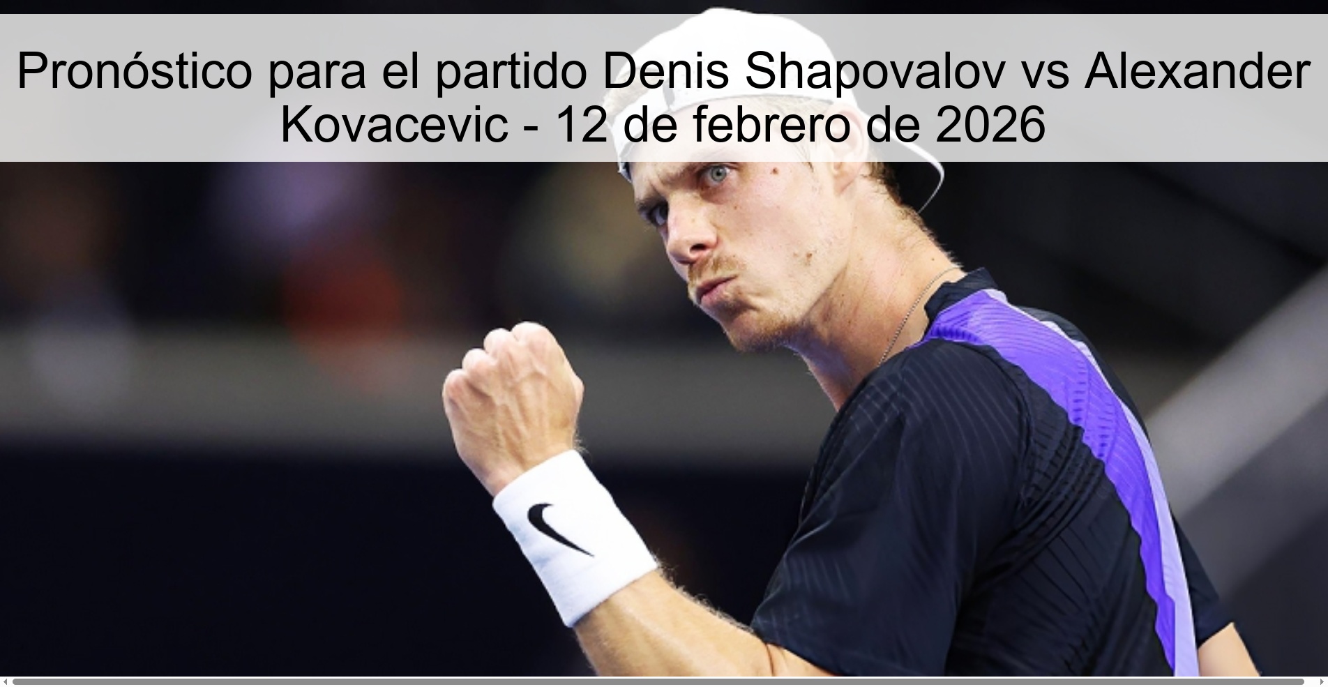 Prediction for the match Denis Shapovalov vs Alexander Kovacevic - February 12, 2026