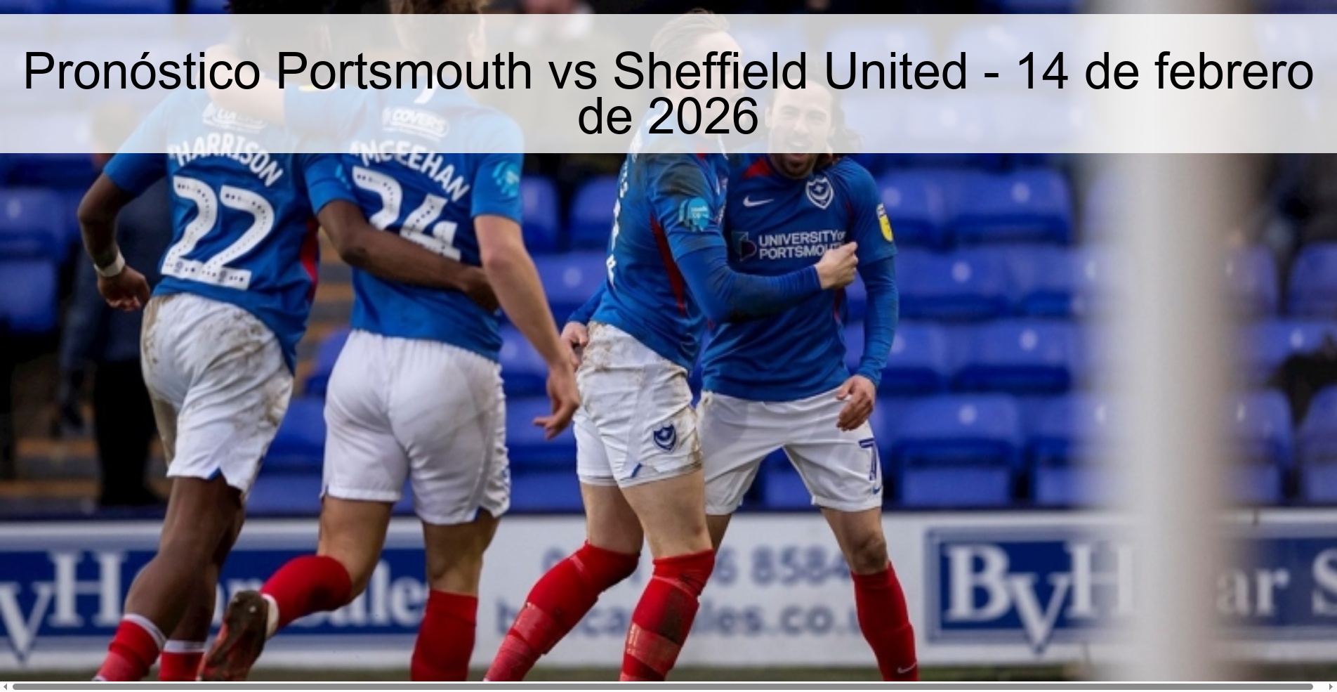 Pronóstico Portsmouth vs Sheffield United - 14 de febrero de 2026