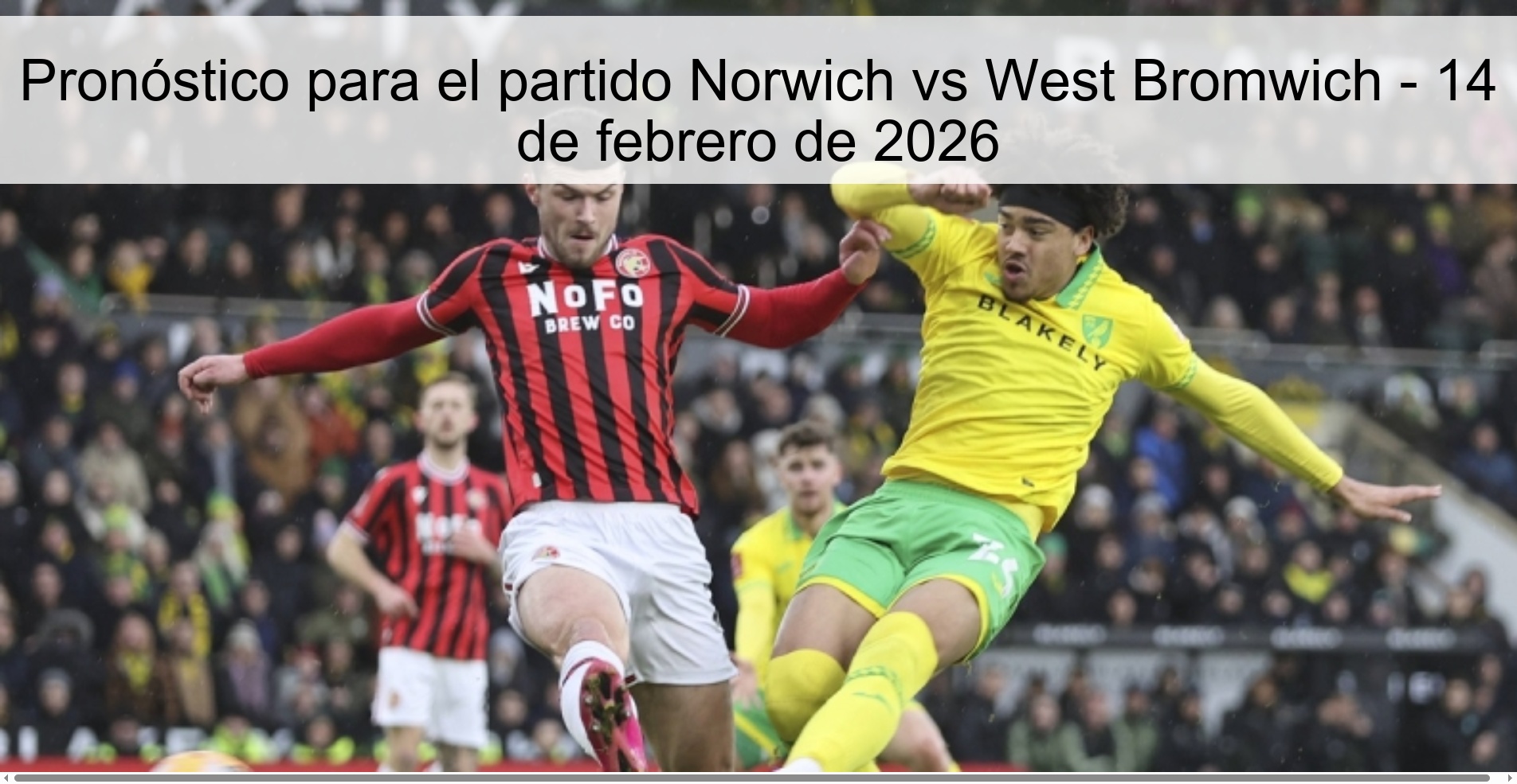 Pronóstico para el partido Norwich vs West Bromwich - 14 de febrero de 2026