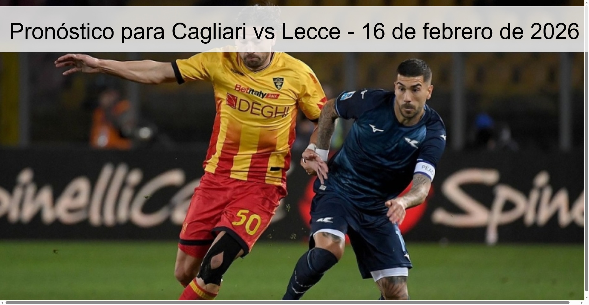 Prediction for Cagliari vs Lecce – February 16, 2026