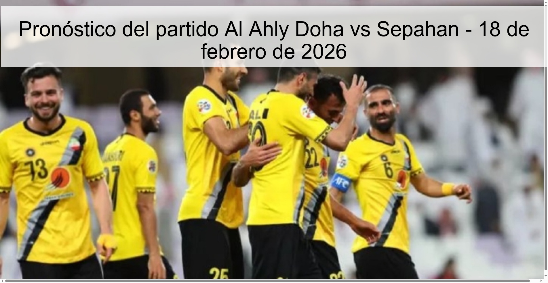 Al Ahly Doha vs Sepahan Prediction – February 18, 2026