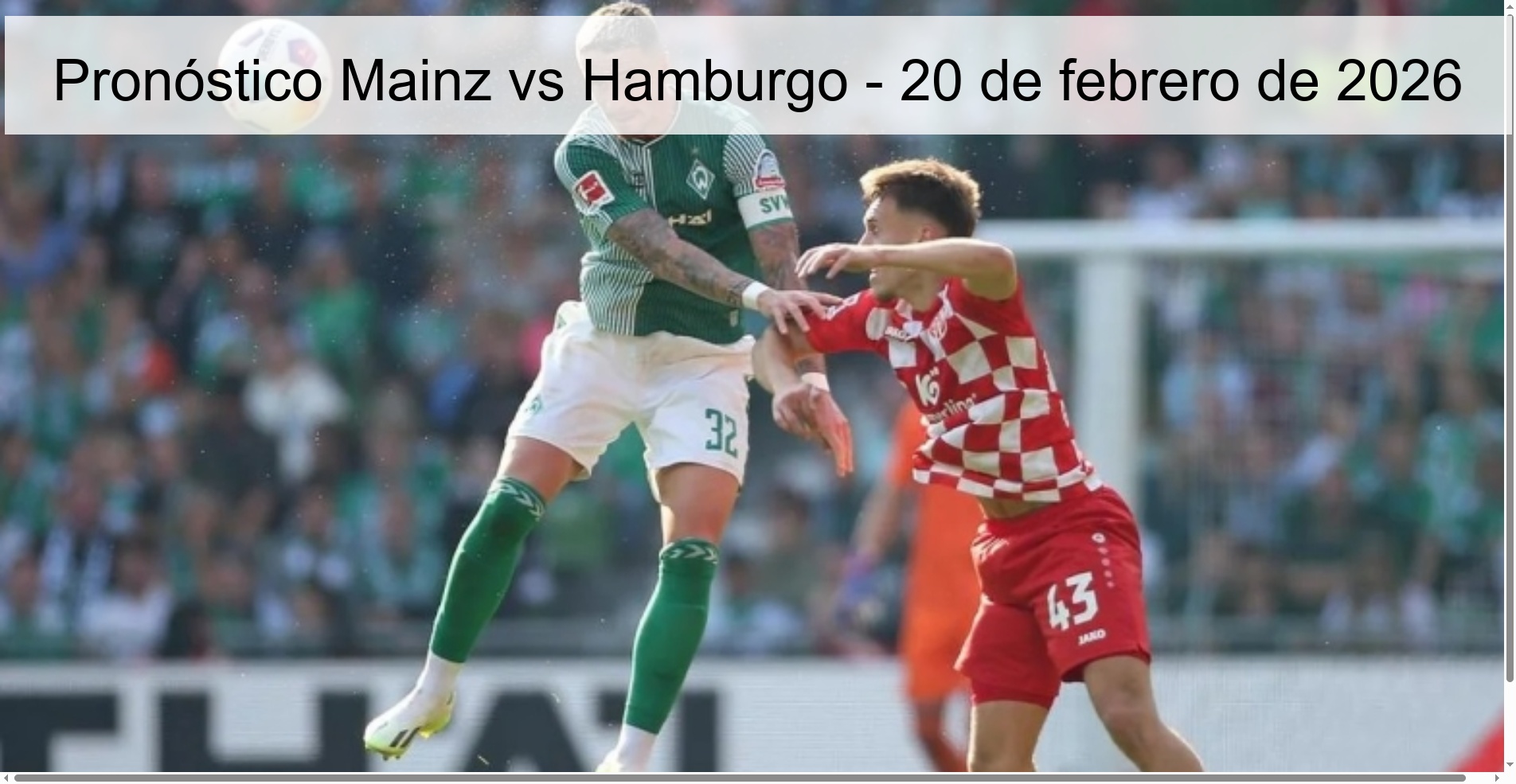 Mainz vs Hamburg Prediction – February 20, 2026