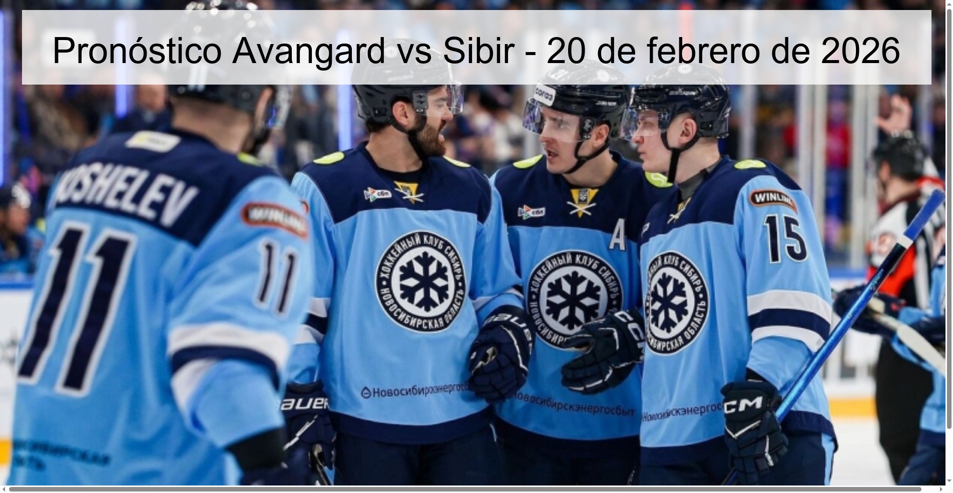 Pronóstico Avangard vs Sibir - 20 de febrero de 2026