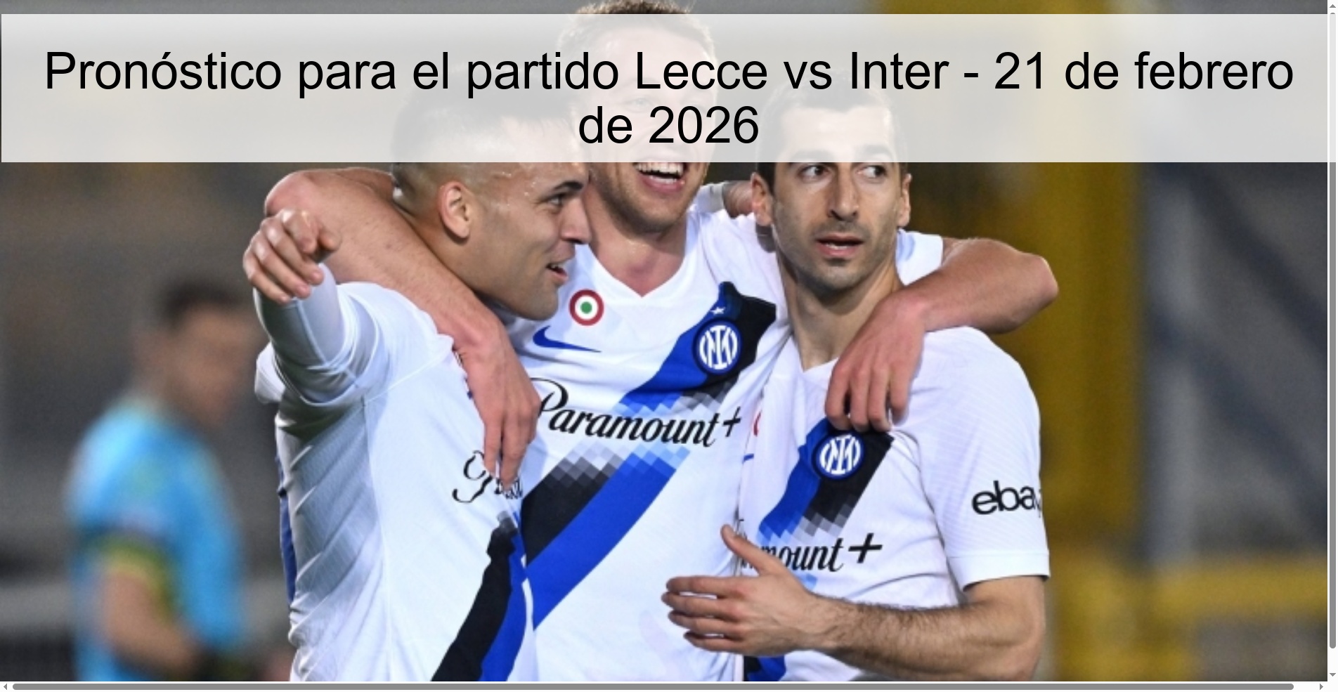 Prediction for the match Lecce vs Inter - February 21, 2026