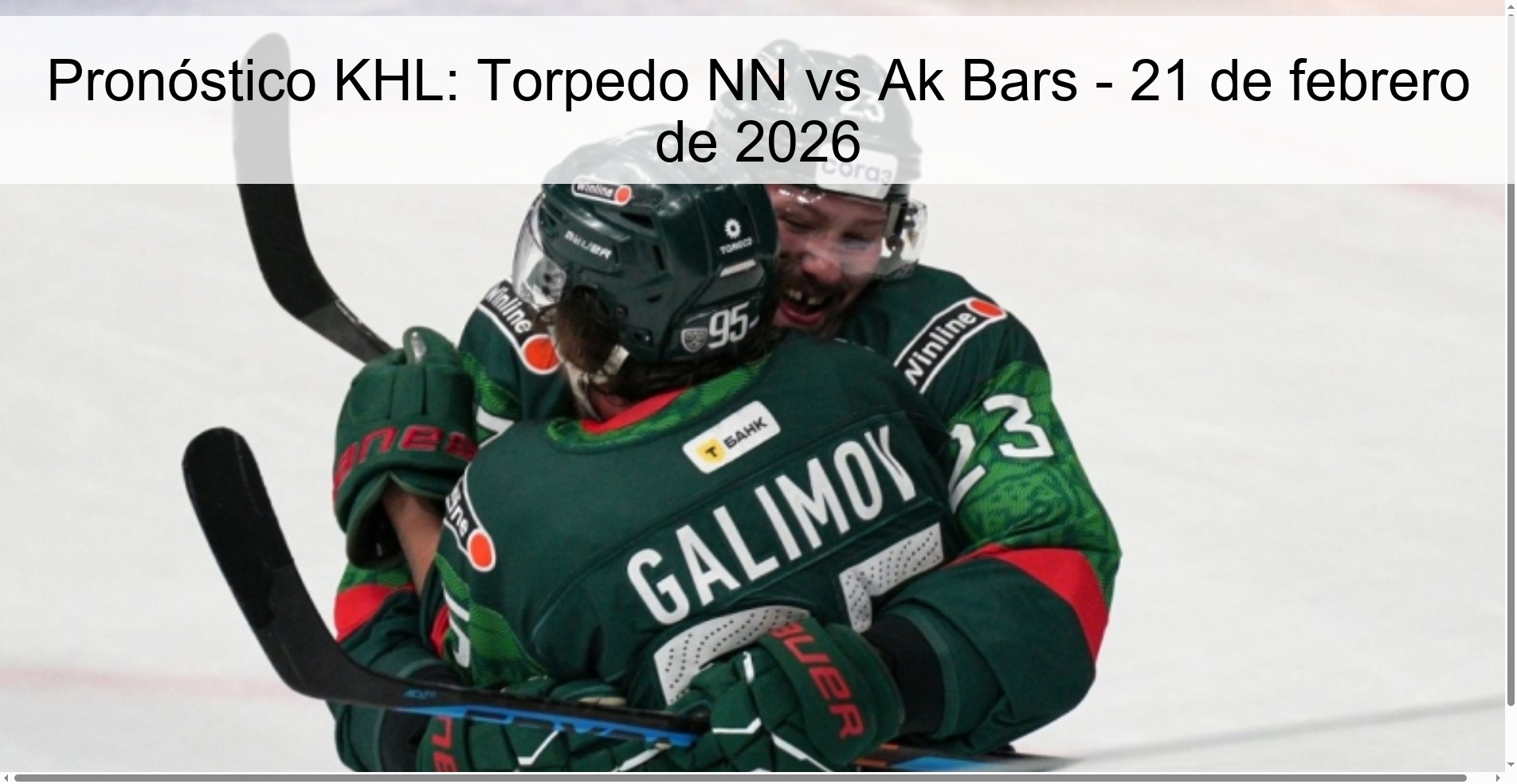 KHL Prediction: Torpedo NN vs Ak Bars – February 21, 2026