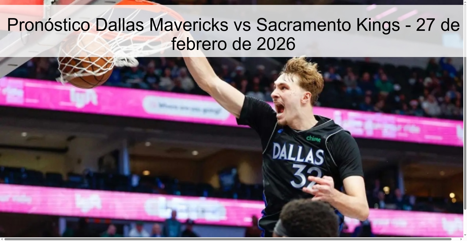 Pronóstico Dallas Mavericks vs Sacramento Kings - 27 de febrero de 2026