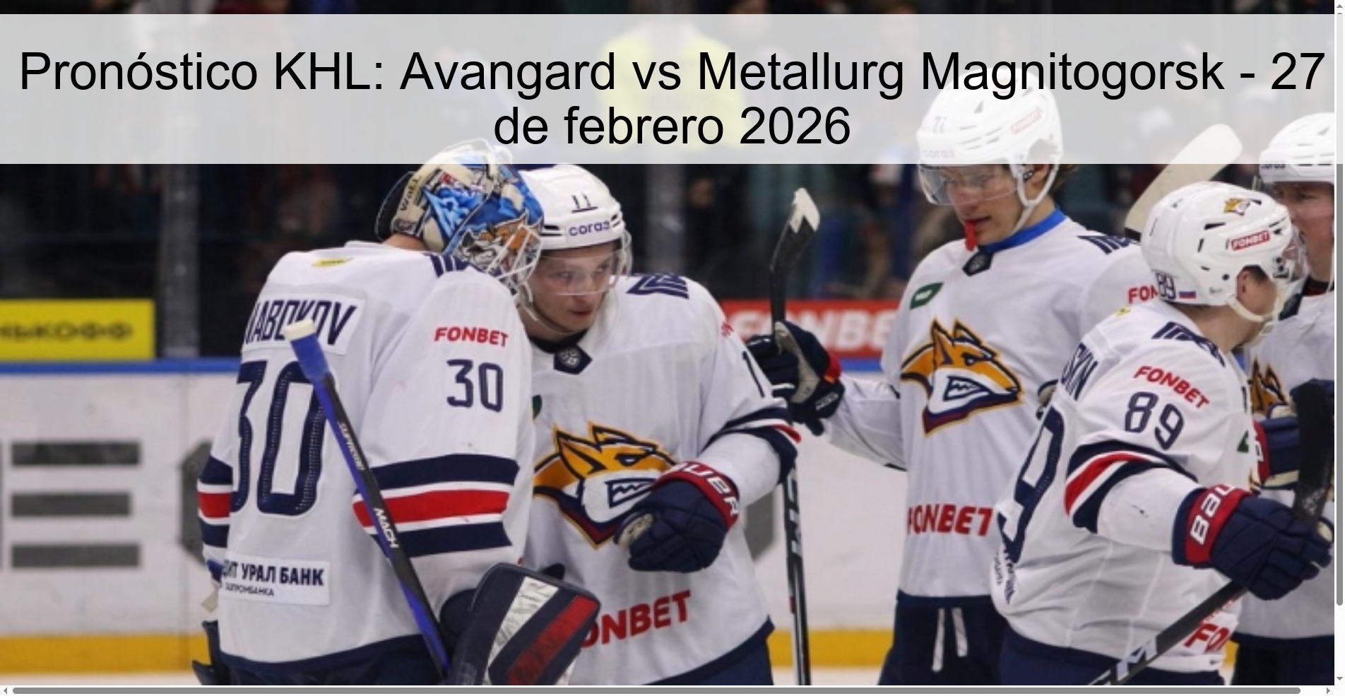 Pronóstico KHL: Avangard vs Metallurg Magnitogorsk - 27 de febrero 2026