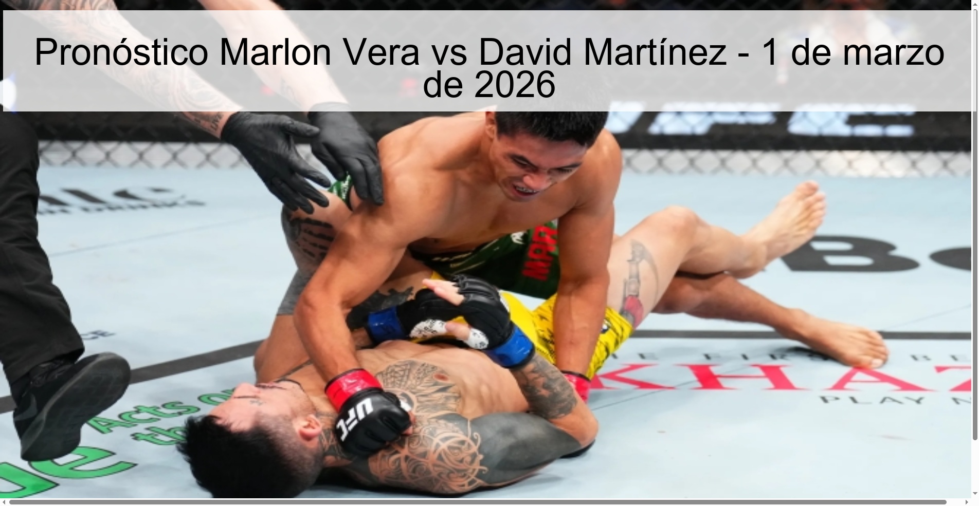 Pronóstico Marlon Vera vs David Martínez - 1 de marzo de 2026