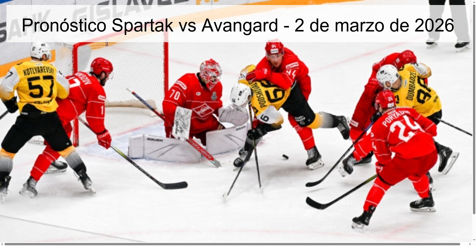 Pronóstico Spartak vs Avangard - 2 de marzo de 2026