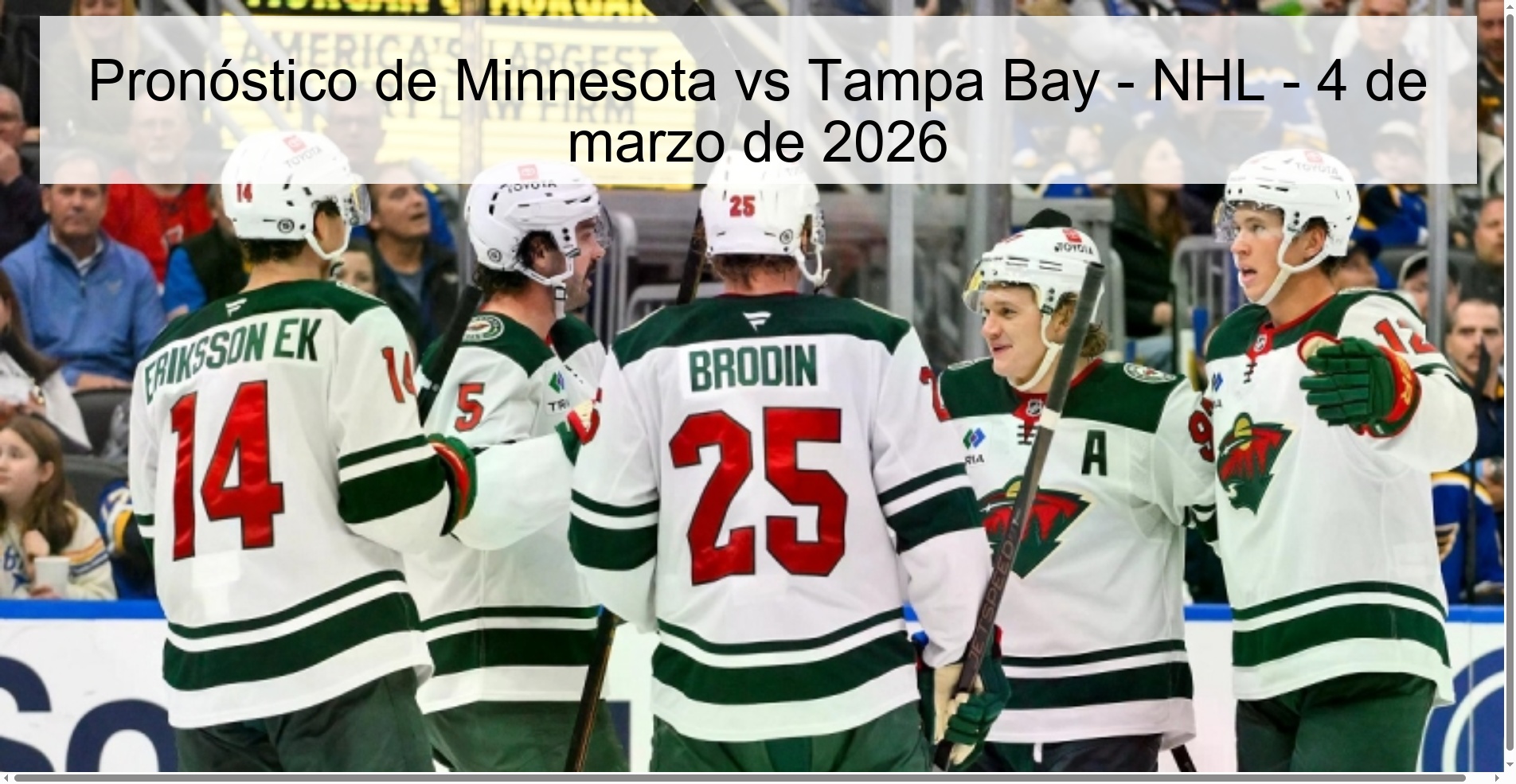 Minnesota vs Tampa Bay Prediction - NHL - March 4, 2026