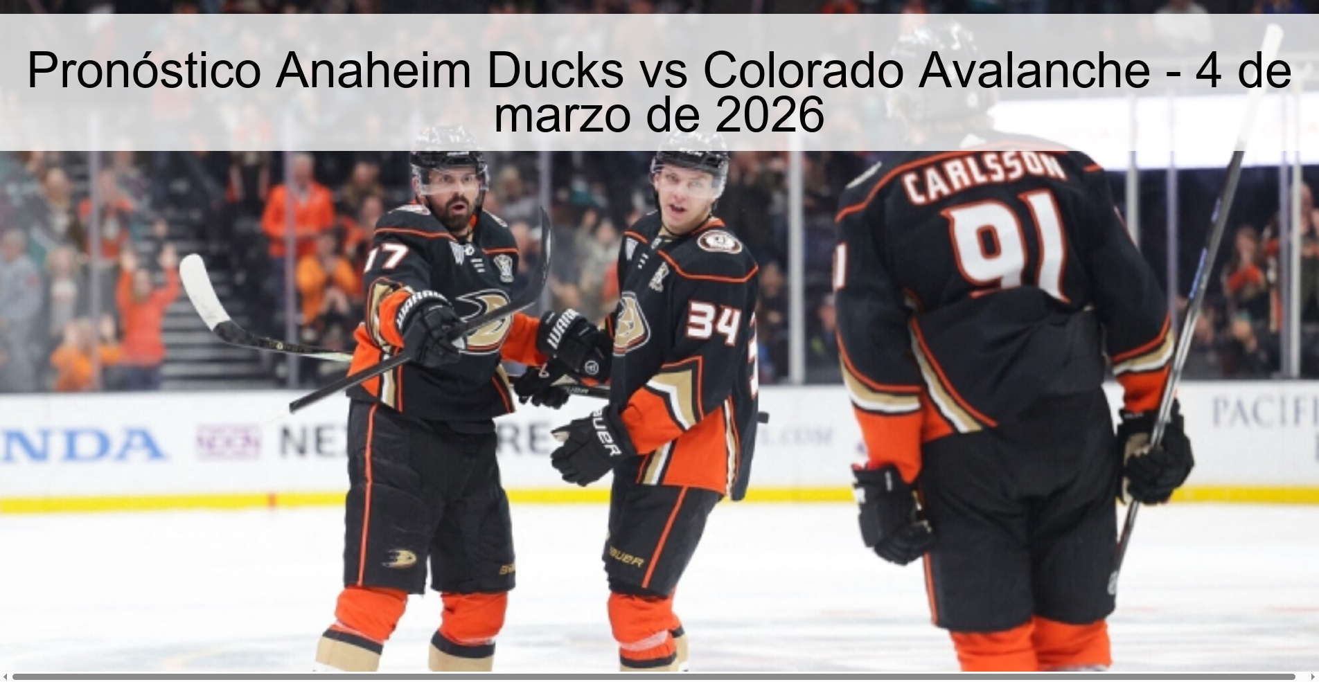 Pronóstico Anaheim Ducks vs Colorado Avalanche - 4 de marzo de 2026