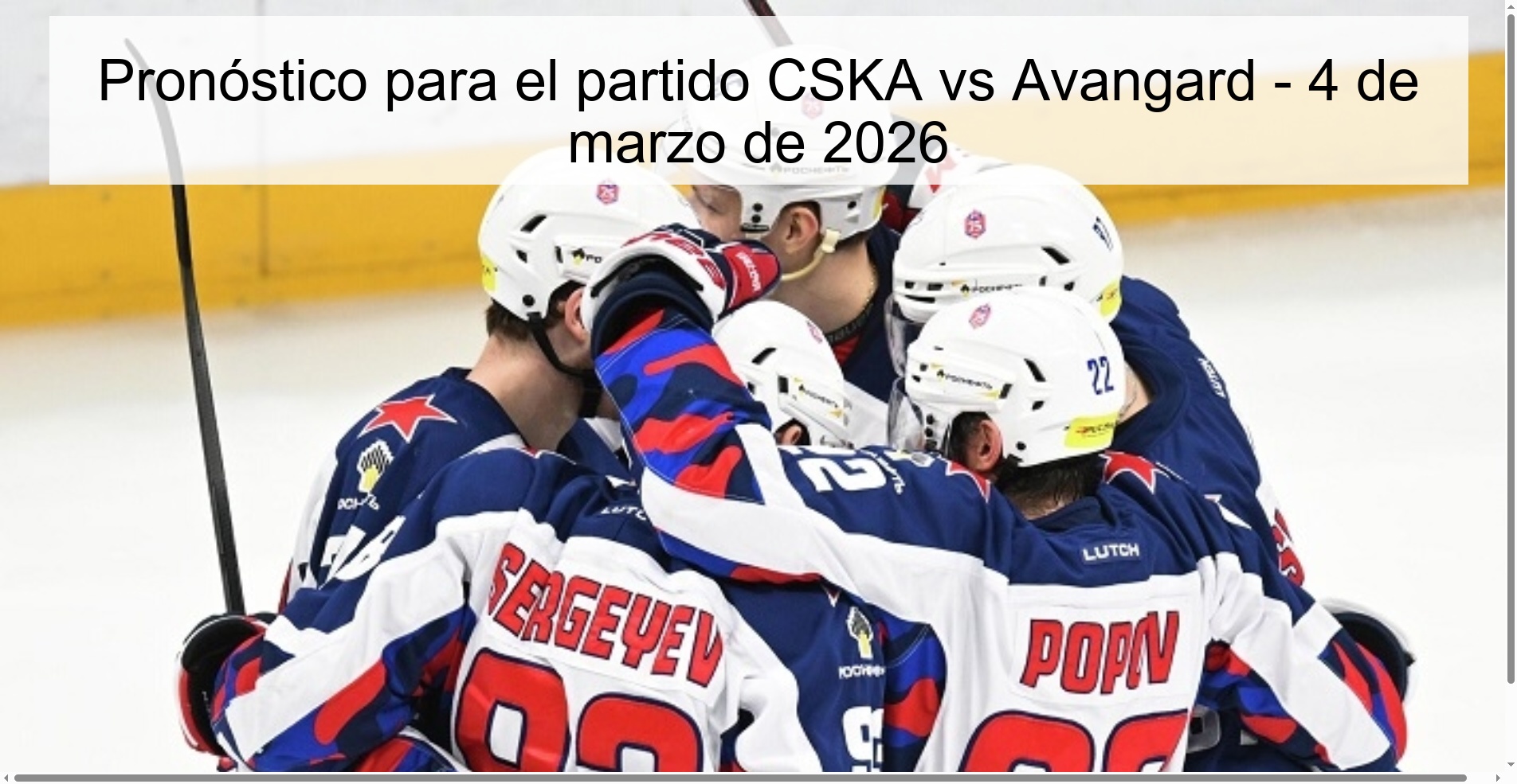 Pronóstico para el partido CSKA vs Avangard - 4 de marzo de 2026