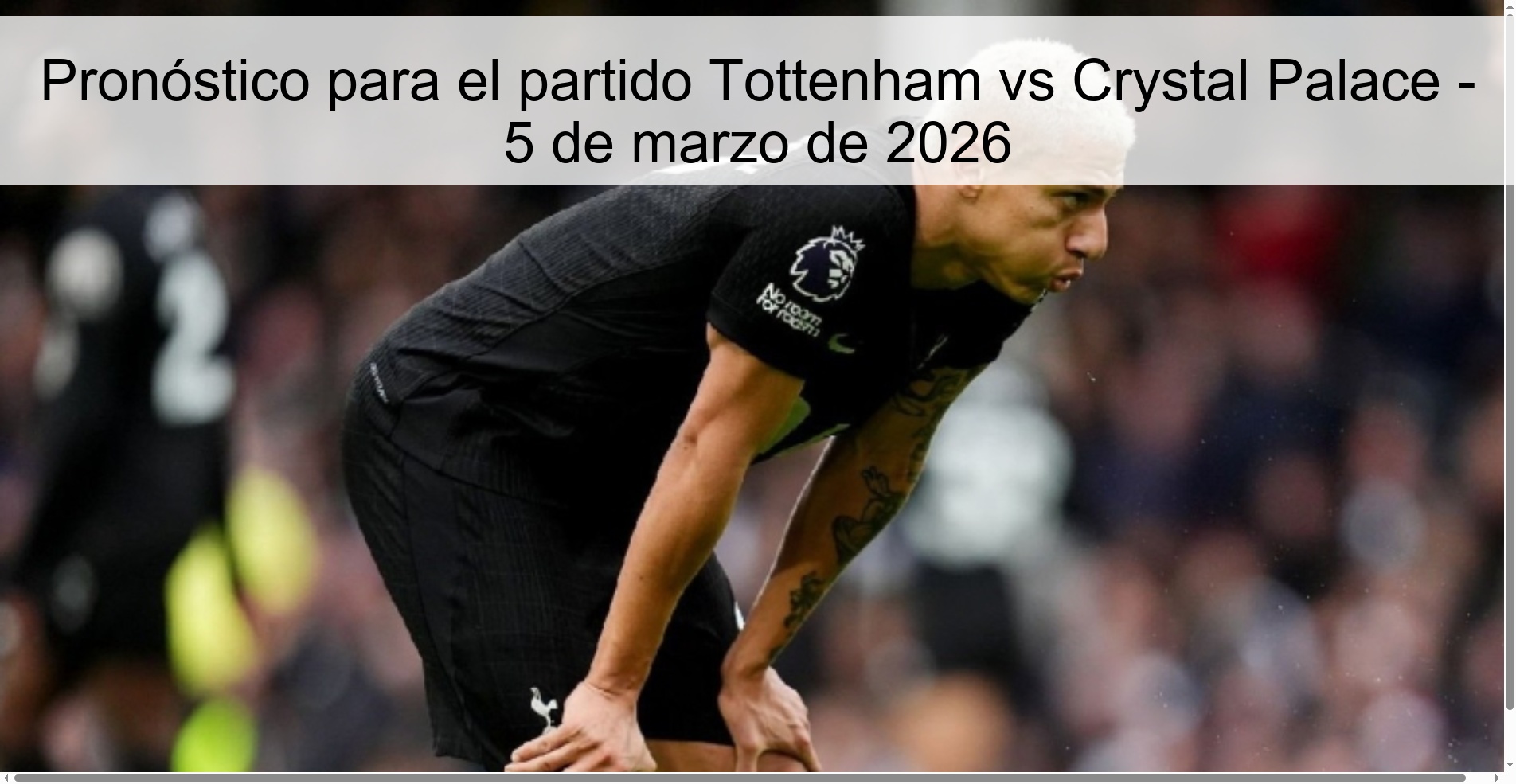 Prediction for the Tottenham vs Crystal Palace match - March 5, 2026