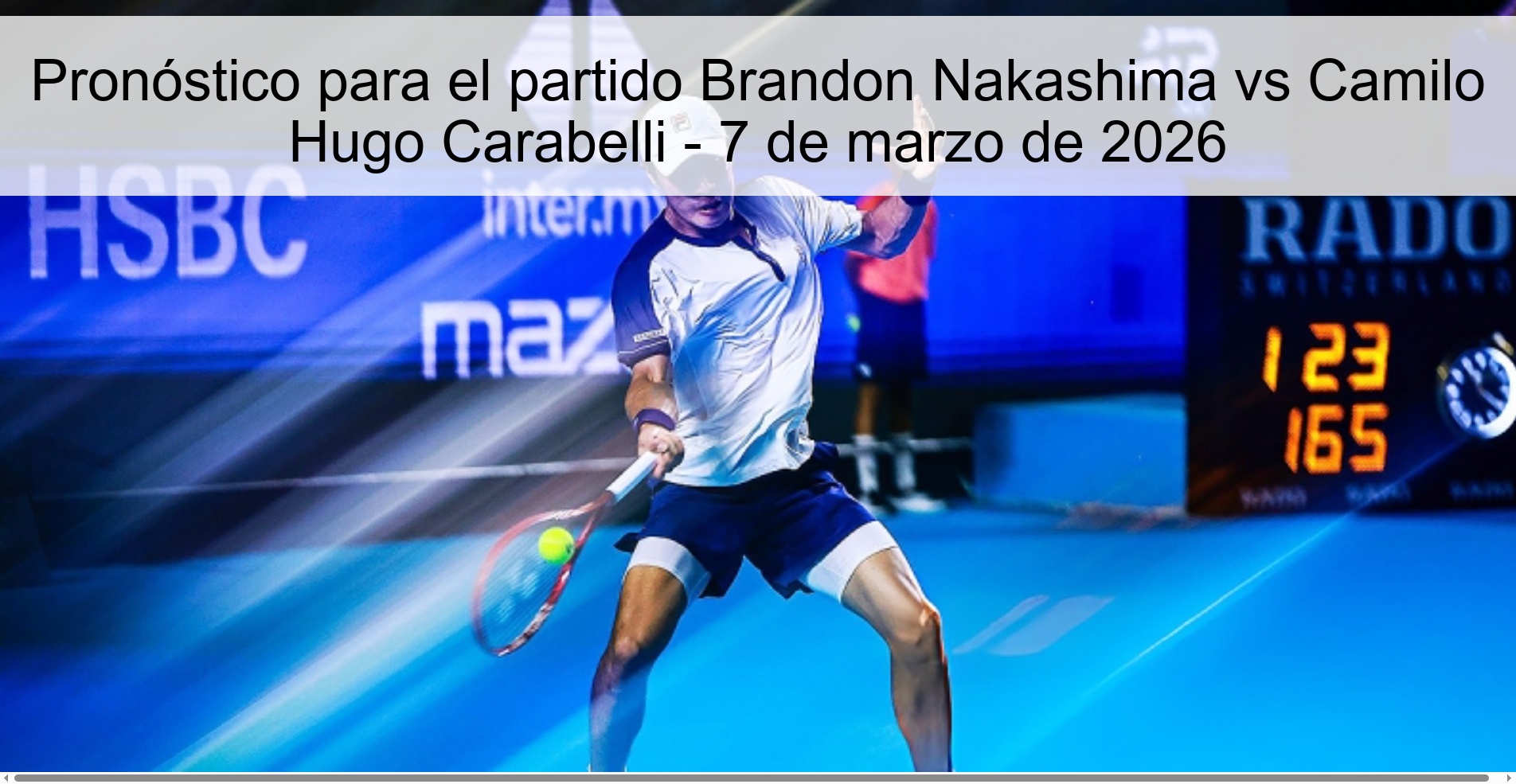 Pronóstico para el partido Brandon Nakashima vs Camilo Hugo Carabelli - 7 de marzo de 2026 Pronóstico para el partido Brandon Nakashima vs Camilo Hugo Carabelli - 7 de marzo de 2026