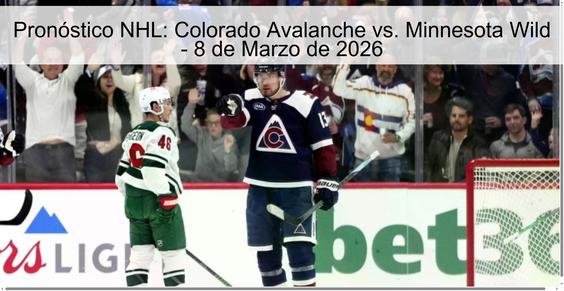 NHL Prediction: Colorado Avalanche vs. Minnesota Wild - March 8, 2026