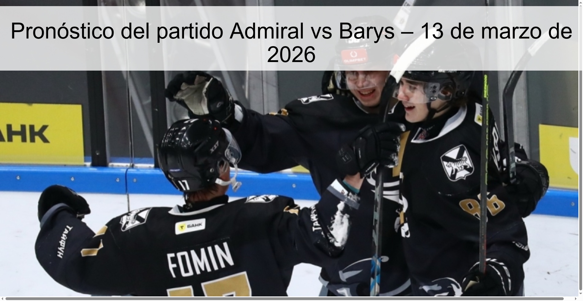 Admiral vs Barys Prediction – March 13, 2026