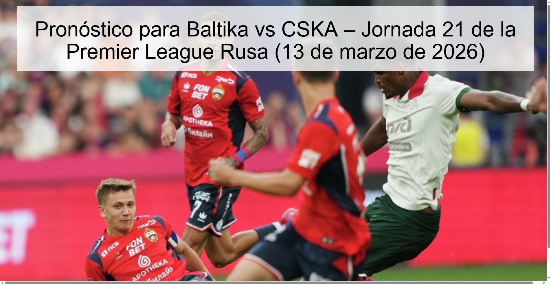 Prediction for Baltika vs CSKA – Matchday 21 of the Russian Premier League (March 13, 2026)
