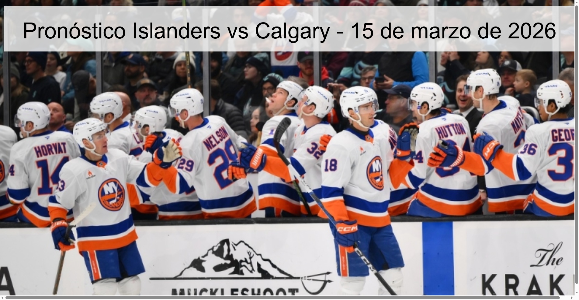 Pronóstico Islanders vs Calgary - 15 de marzo de 2026