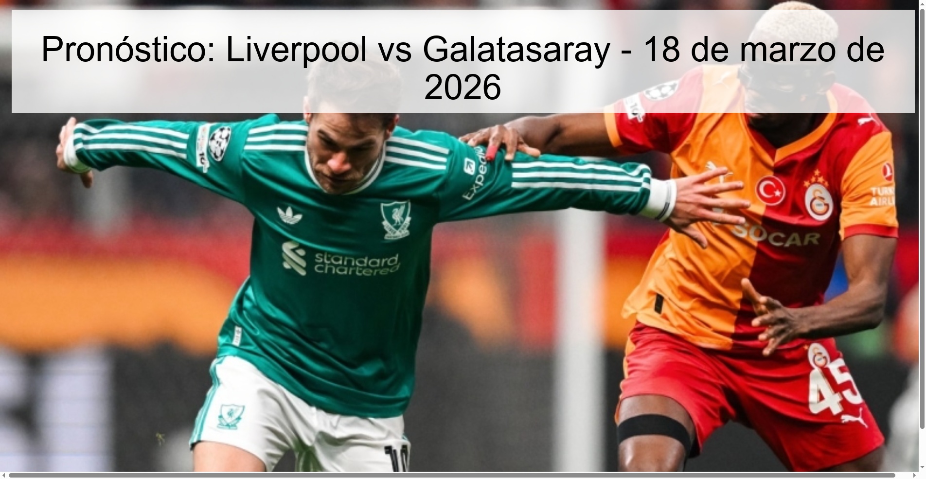 Pronóstico: Liverpool vs Galatasaray - 18 de marzo de 2026