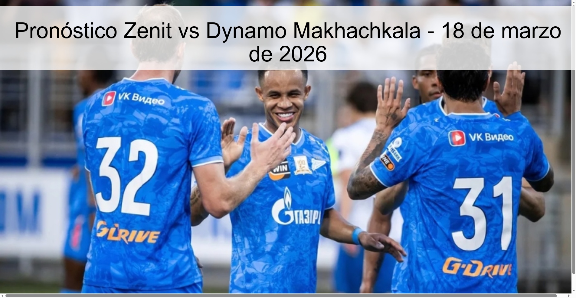 Pronóstico Zenit vs Dynamo Makhachkala - 18 de marzo de 2026