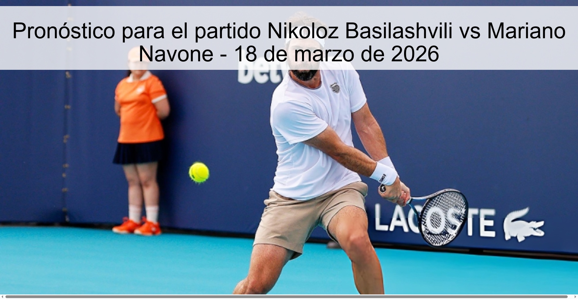 Pronóstico para el partido Nikoloz Basilashvili vs Mariano Navone - 18 de marzo de 2026