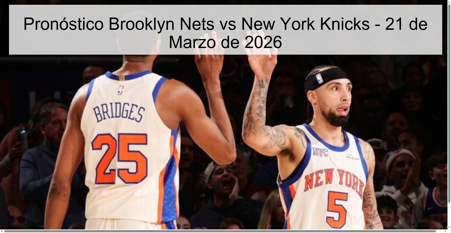 Brooklyn Nets vs New York Knicks Prediction - March 21, 2026