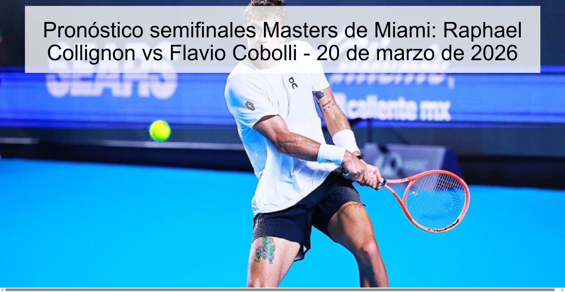 Pronóstico semifinales Masters de Miami: Raphael Collignon vs Flavio Cobolli - 20 de marzo de 2026