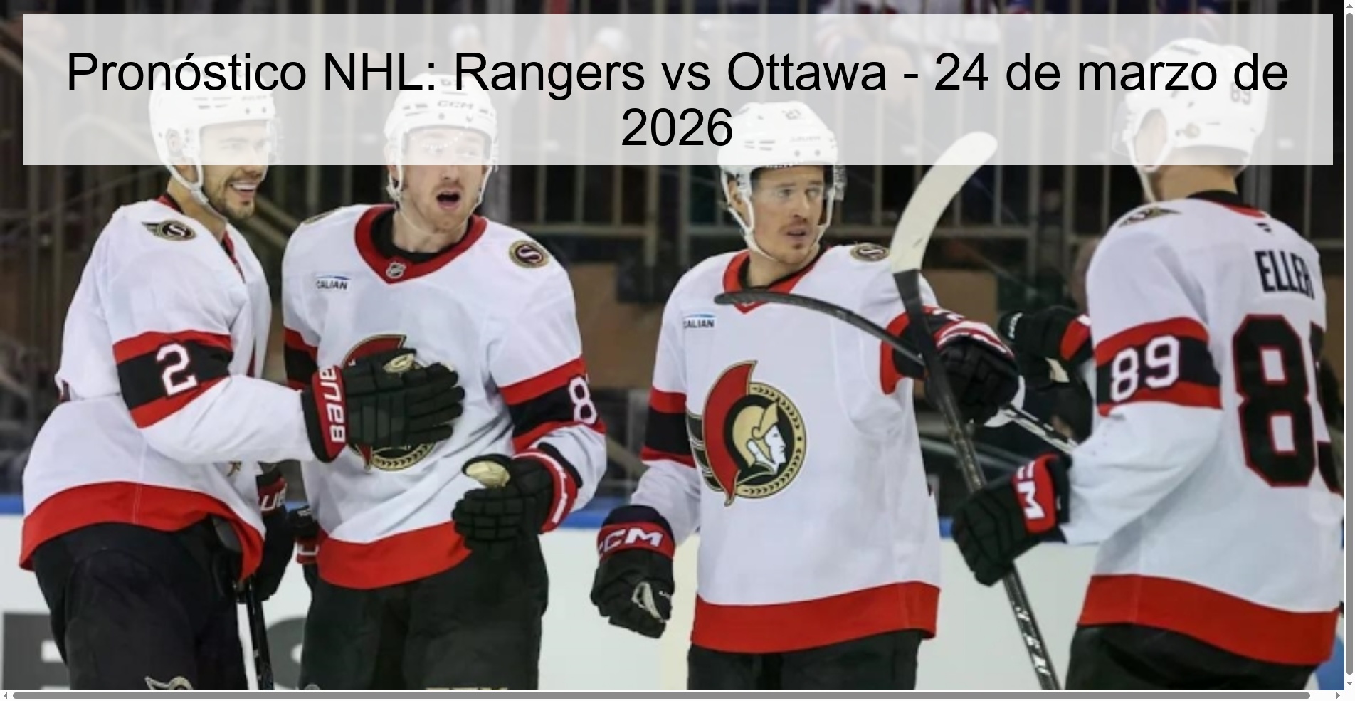 Pronóstico NHL: Rangers vs Ottawa - 24 de marzo de 2026