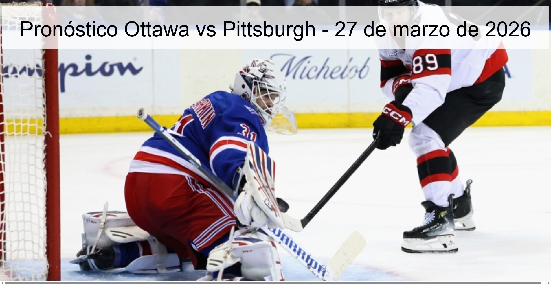 Pronóstico Ottawa vs Pittsburgh - 27 de marzo de 2026