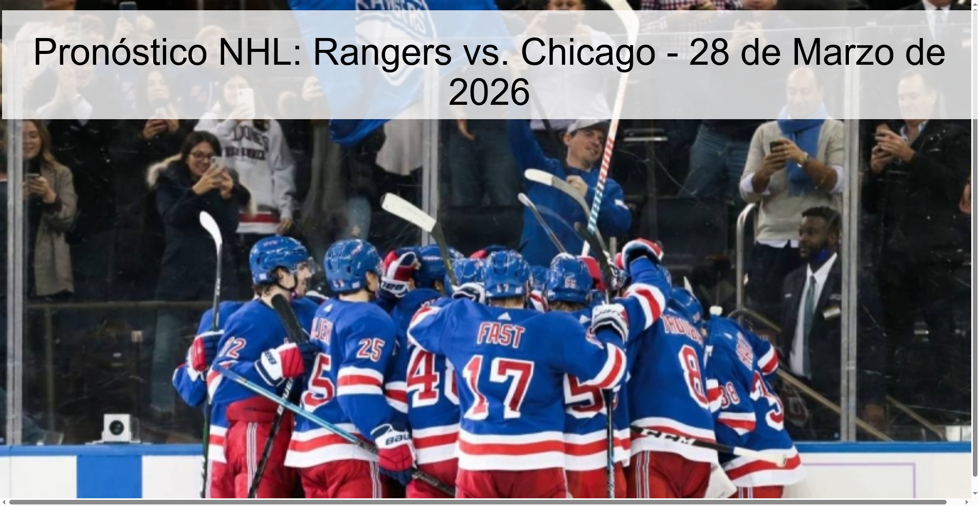 NHL Prediction: Rangers vs. Chicago - March 28, 2026
