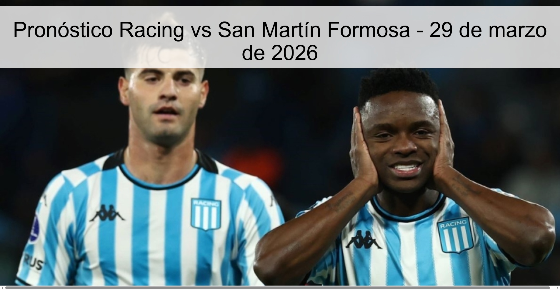 Racing vs San Martín Formosa Prediction - March 29, 2026